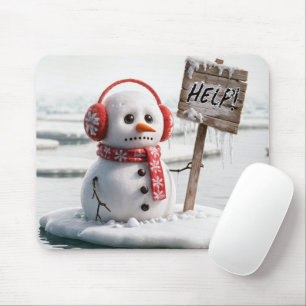 Mousepad Derreter Snowman No Ice Flot Com Sinal De Ajuda
