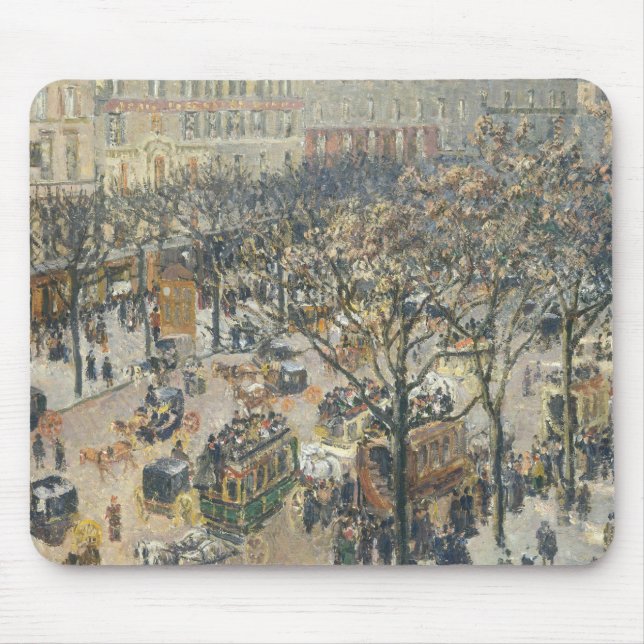 Mousepad DES Italiens do bulevar, manhã, luz solar, 1897 (Frente)