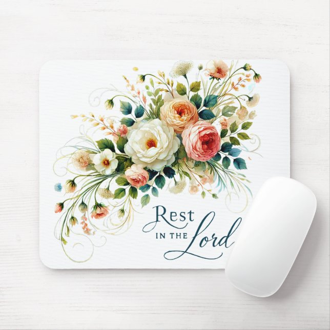 Mousepad Descanse no Senhor floral (Com mouse)