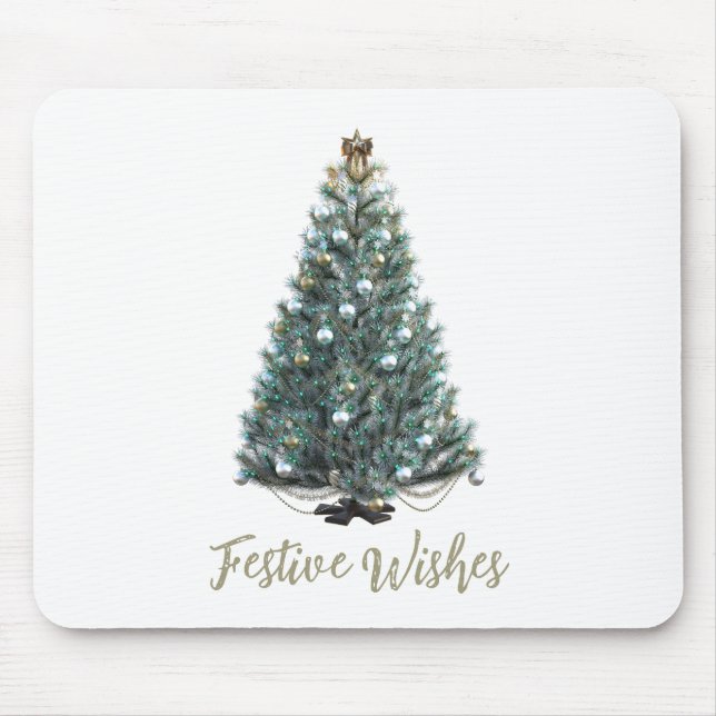 Mousepad Desejos Festivos. Desenho de árvore de Natal (Frente)