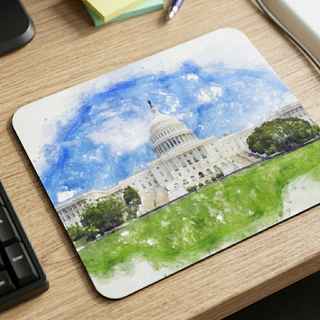 Mousepad Desenho a Pastel do Capitólio dos Estados Unidos (Pastel Drawing of the United States Capitol. Mouse Pad)