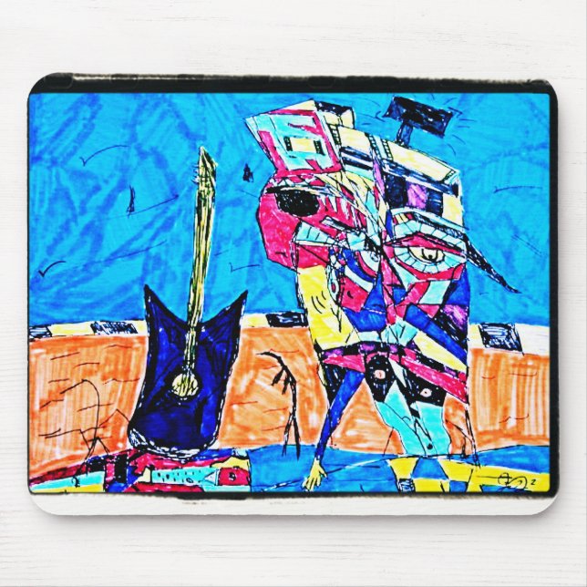 MOUSEPAD DESENHO ABSTRATO DE GUITARRISTA (Frente)