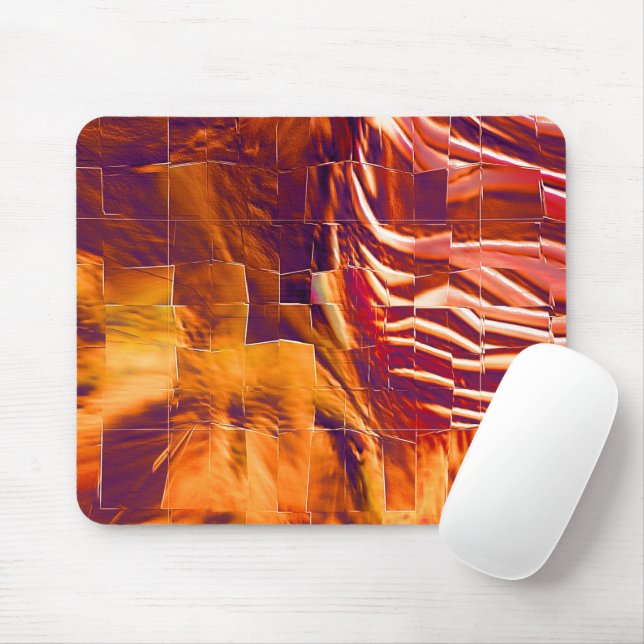 Mousepad Desenho abstrato mosaico de folha de ouro avermelh (Com mouse)