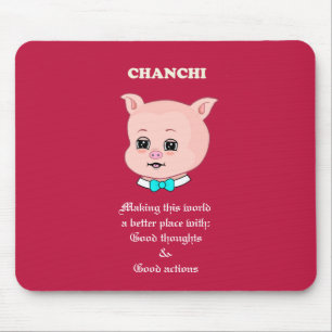 Mousepad Desenho Animado de Porco Fofo em Burgundy