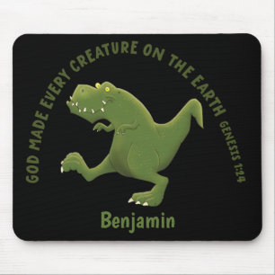 Mousepad Desenho animado engraçado do T rex Deus fez todas
