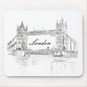 Mousepad Desenho Clássico da Tinta Negra da Torre de Londre