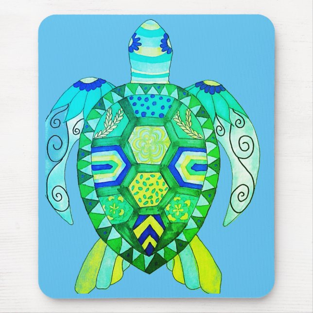 Mousepad Desenho Colorido de Tartaruga (Frente)