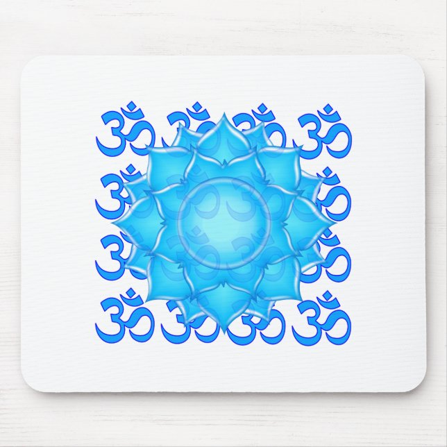 Mousepad Desenho Da Flor Do Lotus De Vidro Azul Com Padrão  (Frente)