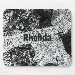 Mousepad Desenho da Folha em Preto e Branco