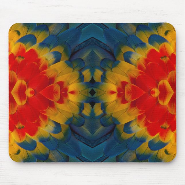 Mousepad desenho de Arara-Vermelha caleidoscópio (Frente)