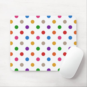 Mousepad Desenho de Arco-íris Colorido Branco com Pontos Po