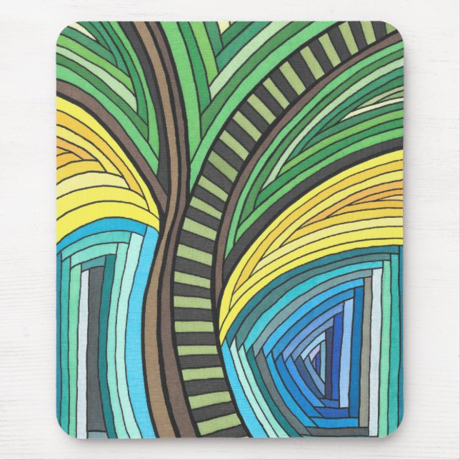 Mousepad Desenho de Árvore Abstrata e Geometria Pintado à M (Frente)