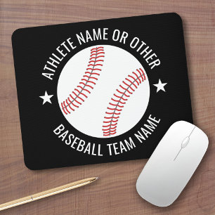 Mousepad Desenho de Baseball com Equipe e Nome de Atleta mo