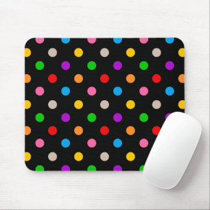 Mousepad Desenho de bolinhas coloridas em preto e arco-íris