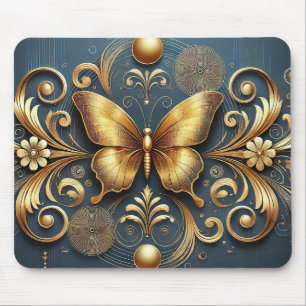 Mousepad Desenho de Borboleta Dourada
