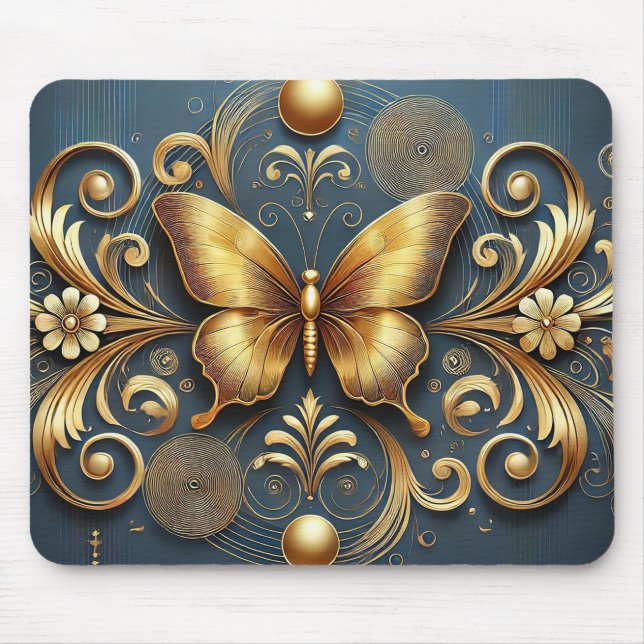 Mousepad Desenho de Borboleta Dourada (Frente)