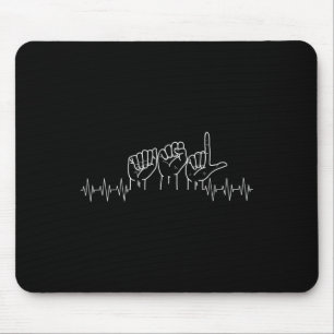 Mousepad Desenho de Coração Batendo Asl Para Amante de Asl 