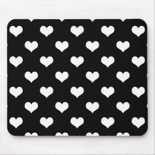 Mousepad Desenho de Corações Lindos Preto Branco