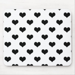 Mousepad Desenho de Corações Lindos Preto no Branco