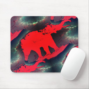 Mousepad desenho de elefante vermelho-abstrato, efeito muit