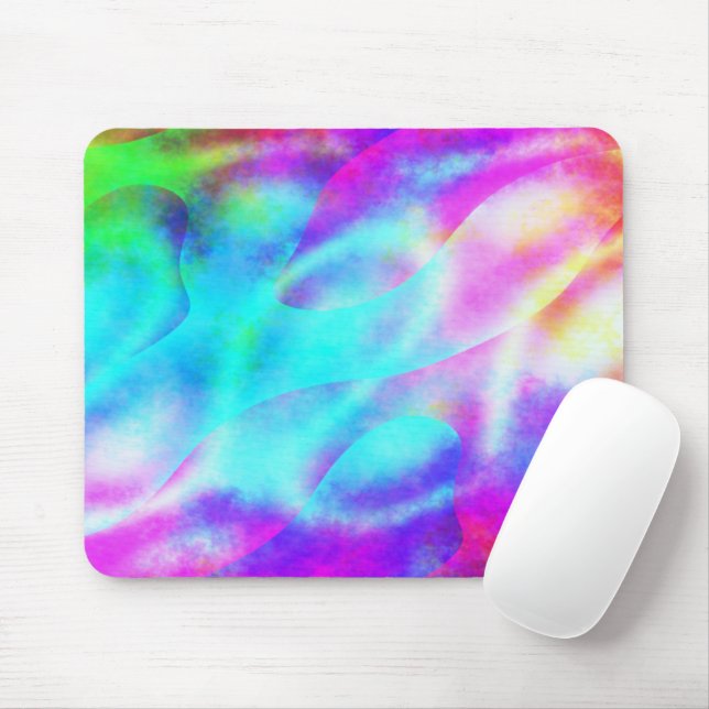 Mousepad Desenho de Faixa Fluindo Arco-Íris Abstrato (Com mouse)