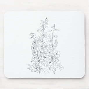 Mousepad desenho de flores de delphinium larkspur