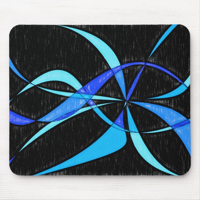 Mousepad Desenho de lápis azul legal dos peixes do abstrato (Frente)