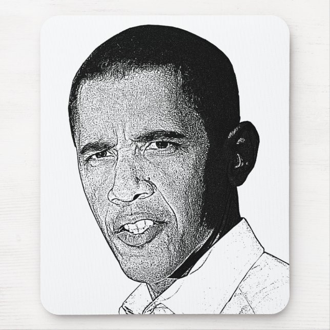 Mousepad Desenho de lápis de Obama (Frente)