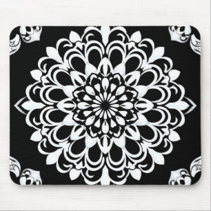 Mousepad Desenho de Mandala Preto e Branco