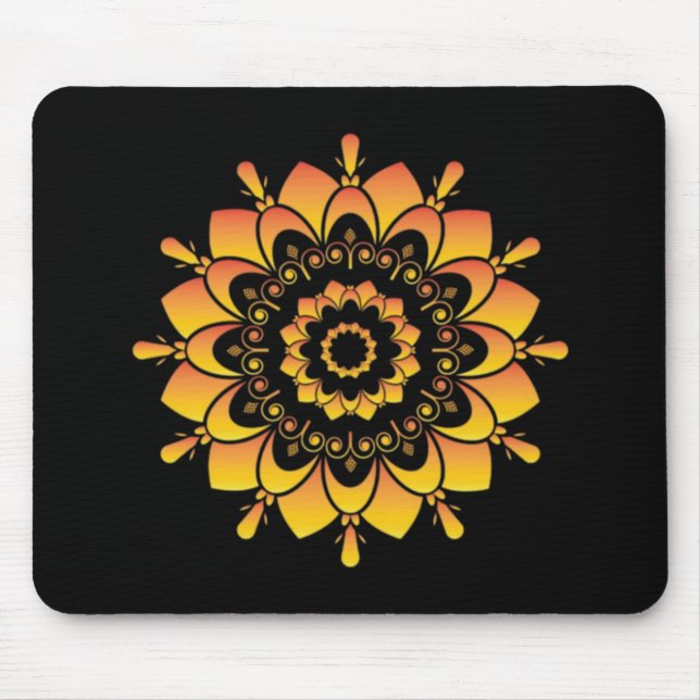 Mousepad Desenho de Mandala Única Dourada (Frente)