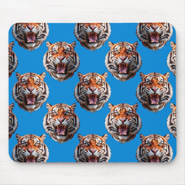 Mousepad Desenho de padrão de cabeça de tigre azul  (Frente)
