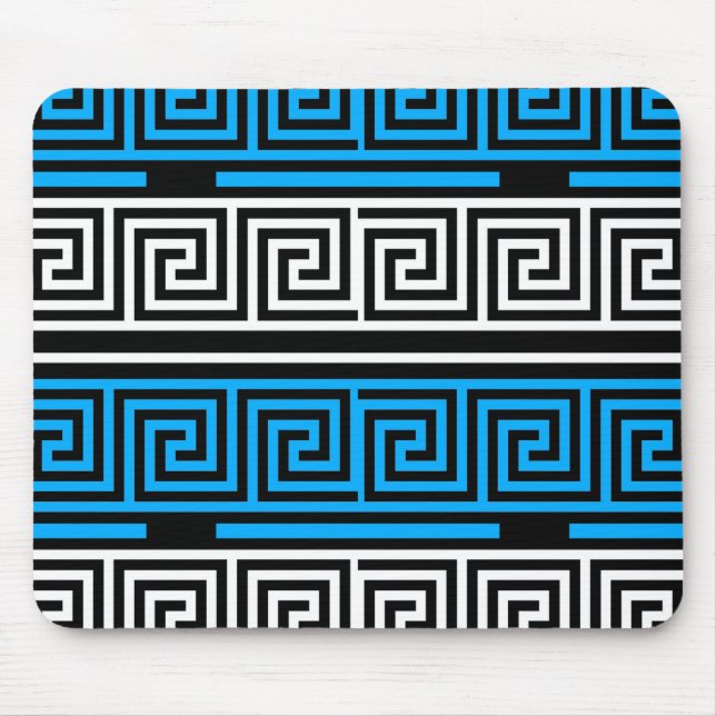 Mousepad Desenho de padrão de frete de chave grega branca p (Frente)