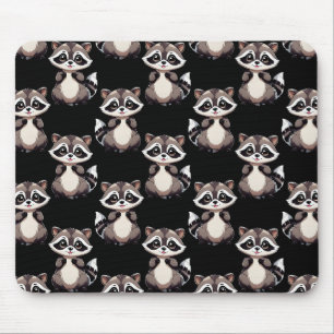 Mousepad Desenho de Padrão de Guaxinim Preto