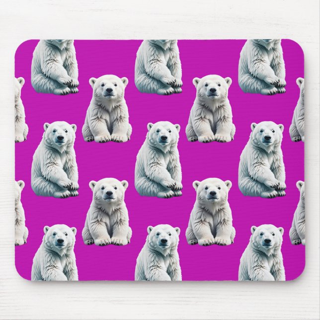 Mousepad Desenho de padrão de urso polar roxo (Frente)