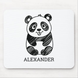 Mousepad Desenho de Panda Branco e Preto Minimalista