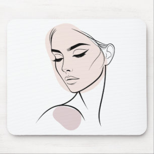 Mousepad Desenho De Rosto De Mulher De Uma Linha N.O 3 (Com