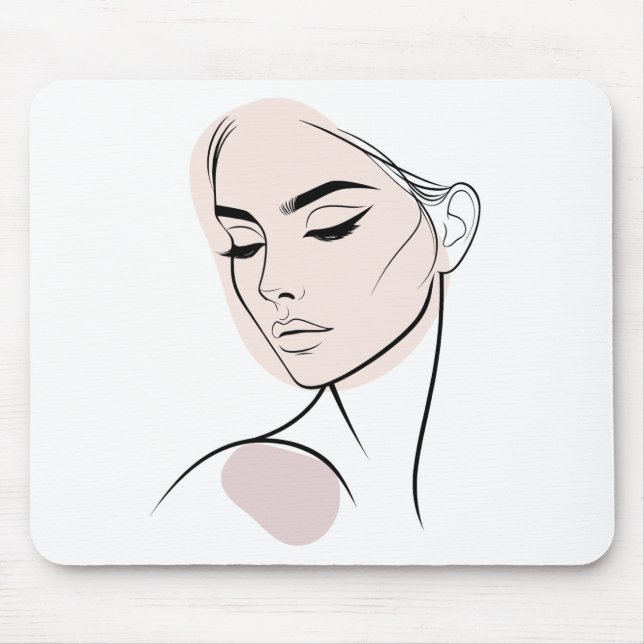 Mousepad Desenho De Rosto De Mulher De Uma Linha N.O 3 (Com (Frente)
