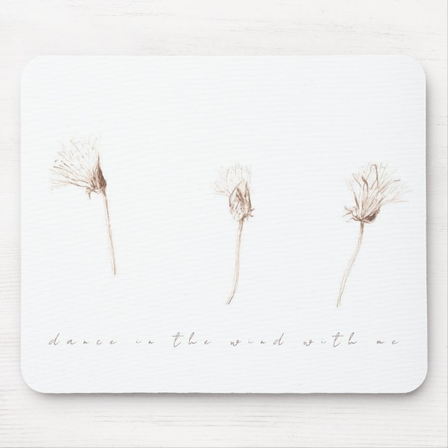 Mousepad Desenho de tinta de dandélios secos Pad do mouse (Frente)
