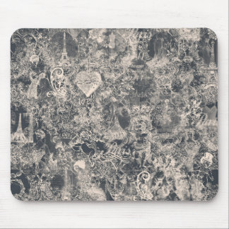 Mousepad Desenho de Toile de Paris Preto Elegante