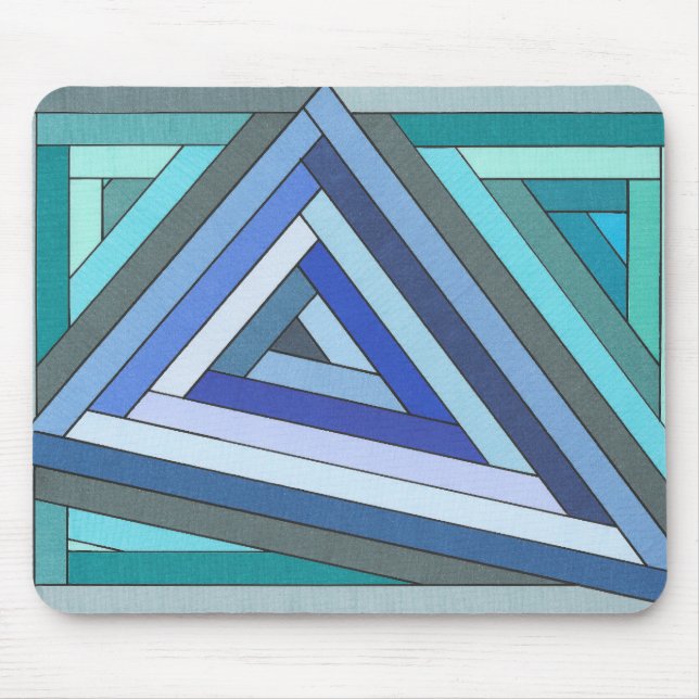 Mousepad Desenho de Triângulo Geométrico Azul Pintado à Mão (Frente)
