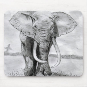 Mousepad desenho do elefante africano no design do lápis