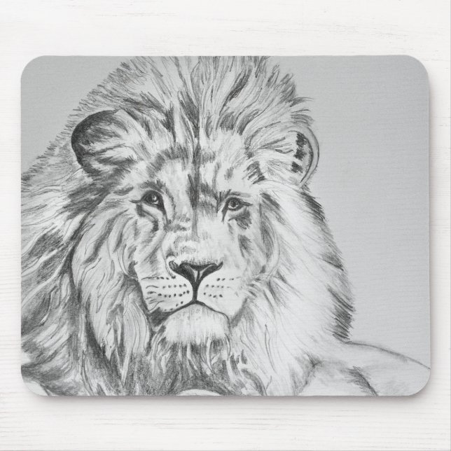Mousepad Desenho do Lápis Original Desenho de um Leão (Frente)