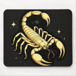 Mousepad Desenho do Zodíaco Escorpião Dourado com Ornamento