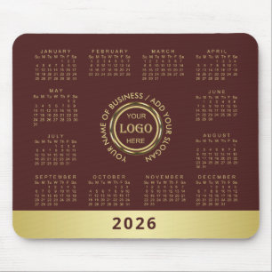 Mousepad Desenho dourado vermelho-escuro, logotipo ou foto 