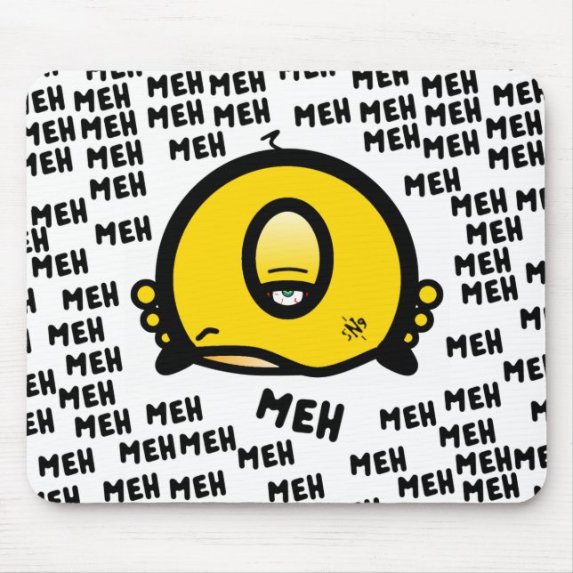 Mousepad Desenho engraçado de um olho “Meh” (Frente)
