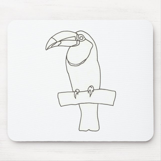 Mousepad Desenho esquemático do pássaro tucano na ramificaç (Frente)