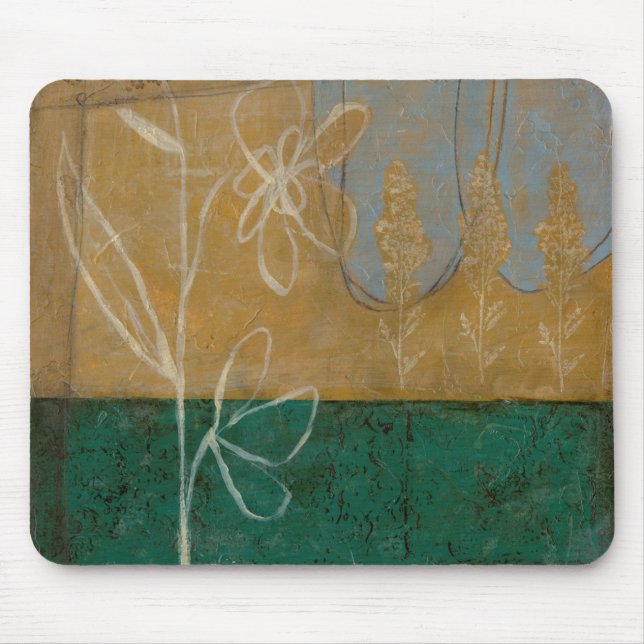 Mousepad Desenho Floral com flor selvagem e plantas (Frente)