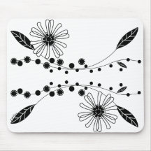 Desenho Floral Preto e Branco Fluido