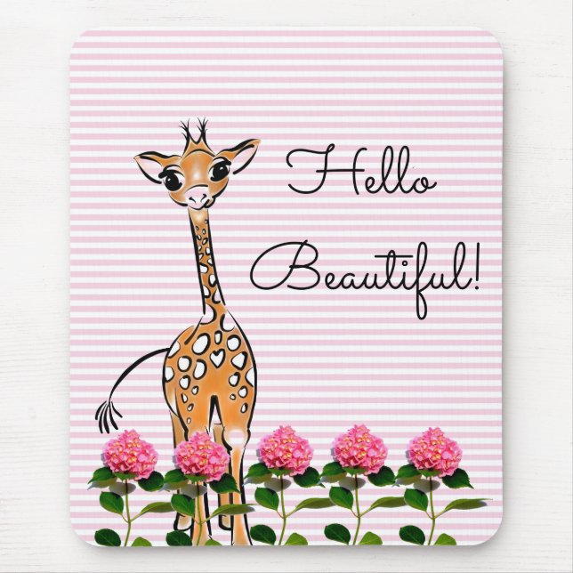 Mousepad Desenho girafa bonito, animais safari (Frente)