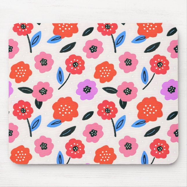 Mousepad Desenho Han de padrão de flores (Frente)